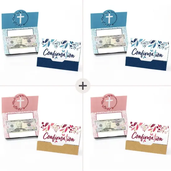 Big Dot of Happiness Confirmation Elegant Cross - Assorted Religious Party Money and Gift Card Holders - Set of 8 {4}
