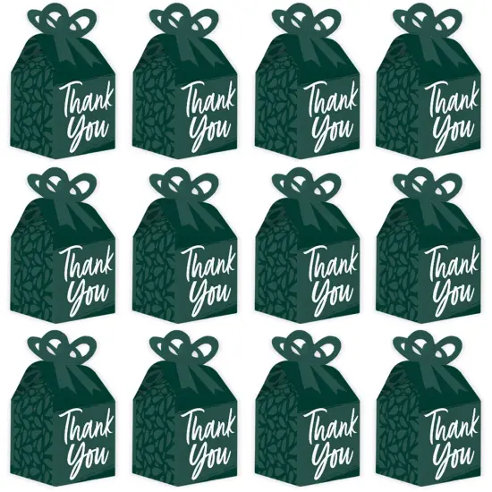 Big Dot of Happiness Emerald Elegantly Simple - Square Favor Gift Boxes - Guest Party Favors Bow Boxes - Set of 12 {6}