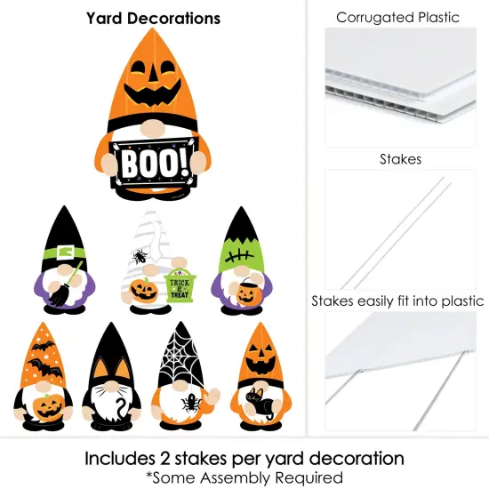 Big Dot of Happiness Halloween Gnomes - Yard Sign and Outdoor Lawn Decorations - Spooky Fall Party Yard Signs - Set of 8 {6}