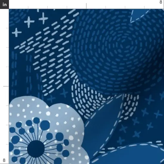 Various Fabrics by the Yard or Fat Quarter Blue Sashiko Hippie Bohemian Denim Peace Sign Japanese Inspired Custom Printed Fabric by Spoonflower {4}