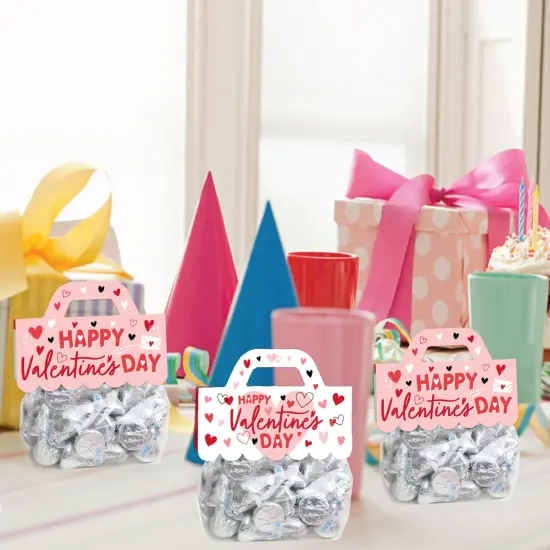 Big Dot of Happiness Happy Valentine's Day - DIY Valentine Hearts Party Clear Goodie Favor Bag Labels - Candy Bags with Toppers - Set of 24 {7}