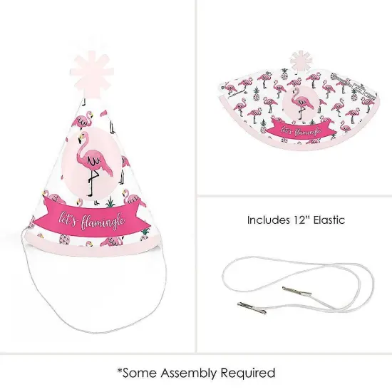 Big Dot of Happiness Pink Flamingo - Party Like a Pineapple - Tropical Summer Mini Cone Hats - Small Little Party Hats - Set of 8 {6}