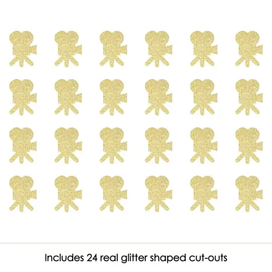 Big Dot of Happiness Gold Glitter Movie Camera - No-Mess Real Gold Glitter Cut-Outs - Red Carpet Movie Night Party Confetti - Set of 24 {3}