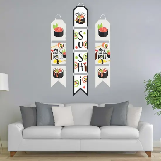 Big Dot of Happiness Let's Roll - Sushi - Hanging Vertical Paper Door Banners - Japanese Party Wall Decoration Kit - Indoor Door Decor {3}