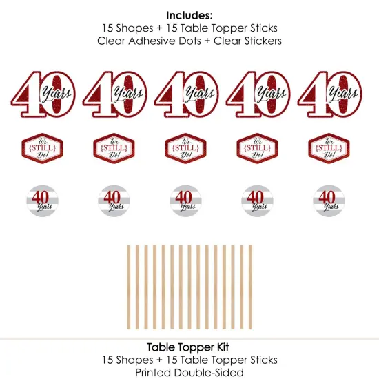 Big Dot of Happiness We Still Do - 40th Wedding Anniversary - Anniversary Party Centerpiece Sticks - Table Toppers - Set of 15 {7}