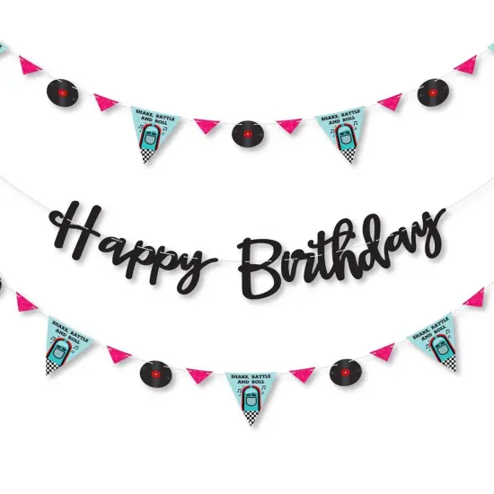 Big Dot of Happiness 50's Sock Hop - 1950s Rock N Roll Birthday Party Letter Banner Decoration - 36 Banner Cutouts and Happy Birthday Banner Letters {1}