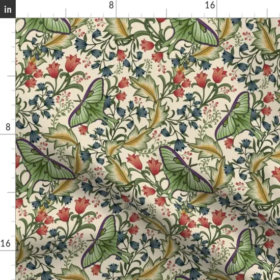 Various Fabrics by the Yard or Fat Quarter Victorian Luna Moth Arts And Crafts Pollinators Art Nouveau Entomology Lepidoptera Custom Printed Fabric by Spoonflower {2}