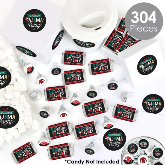Big Dot of Happiness Christmas Pajamas - Holiday Plaid PJ Party Candy Favor Sticker Kit - 304 Pieces {3}