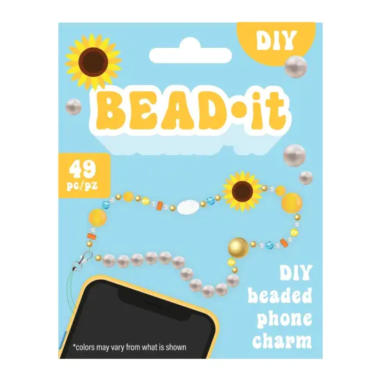 Bead It DIY Phone Charm Kit-Sunflower, 49 Pieces {1}
