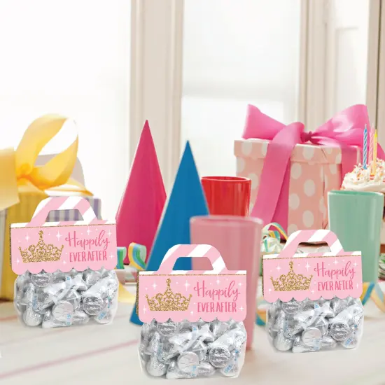 Big Dot of Happiness Little Princess Crown Pink & Gold Princess Baby Shower or Birthday Party Clear Goodie Favor Labels Candy Bags with Toppers 24 Ct {7}