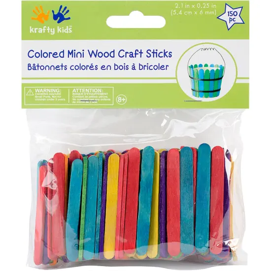 Krafty Kids Mini Craft Sticks-Colored 2.125" 150/Pkg {1}