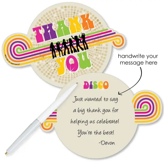 Big Dot of Happiness 70's Disco - Shaped Thank You Cards - 1970s Disco Fever Party Thank You Note Cards with Envelopes - Set of 12 {3}