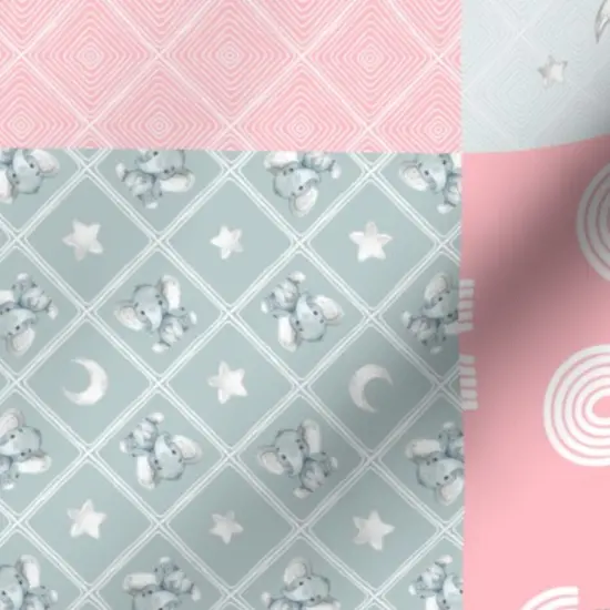 Various Fabrics by the Yard or Fat Quarter Elephant Wholecloth Cheater Quilt Patchwork Rotated Pink Blue Gray Custom Printed Fabric by Spoonflower {7}