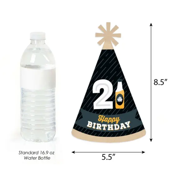 Big Dot of Happiness Cheers and Beers to 21 Years - Cone Happy Birthday Party Hats for Adults - Set of 8 (Standard Size) {4}