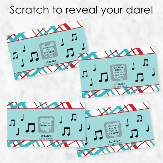 Big Dot of Happiness 50's Sock Hop - 1950s Rock N Roll Party Game Scratch Off Dare Cards - 22 Count {4}
