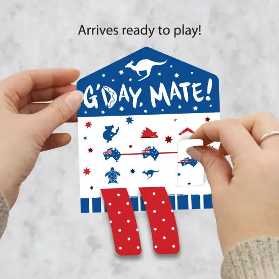 Big Dot of Happiness Australia Day - G&rsquo;Day Mate Aussie Party Game Pickle Cards - Pull Tabs 3-in-a-Row - Set of 12 {3}
