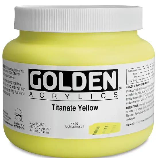 Golden Heavy Body Artist Acrylics - Titanate Yellow, 32 oz Jar {2}