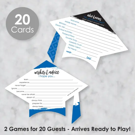 Big Dot of Happiness Blue Grad - Best is Yet to Come - 2-in-1 Royal Blue Graduation Party Cards - Activity Duo Games - Set of 20 {3}