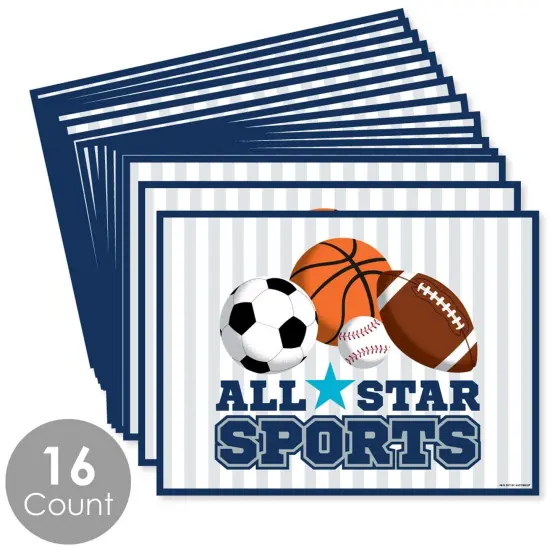 Big Dot of Happiness Go, Fight, Win - Sports - Party Table Decorations - Baby Shower or Birthday Party Placemats - Set of 16 {4}