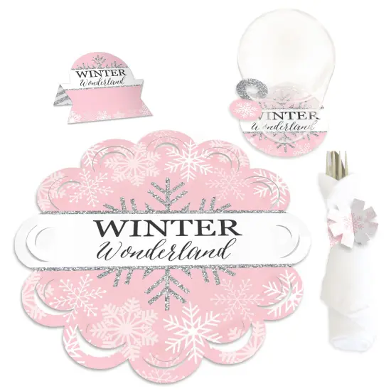 Big Dot of Happiness Pink Winter Wonderland Holiday Snowflake Birthday Party and Baby Shower Paper Charger and Table Decorations Chargerific Kit for 8 {1}