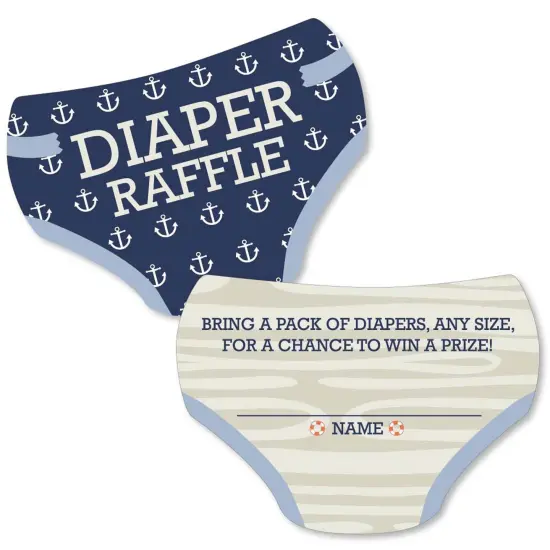Big Dot of Happiness Ahoy - Nautical - Diaper Shaped Raffle Ticket Inserts - Baby Shower Activities - Diaper Raffle Game - Set of 24 {1}