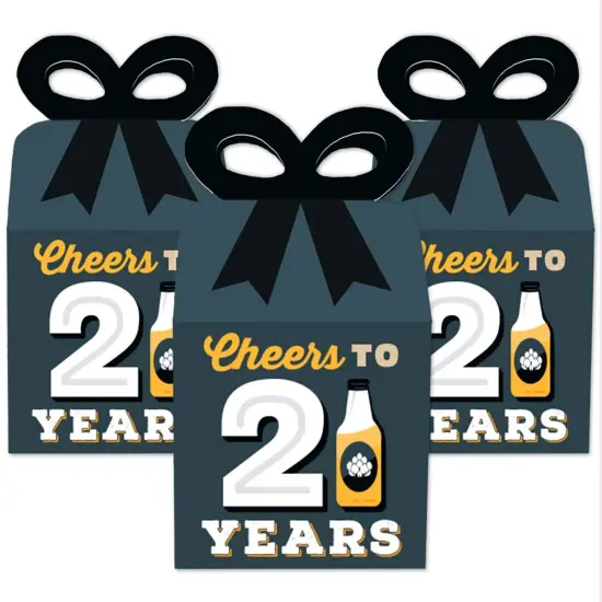 Big Dot of Happiness Cheers and Beers to 21 Years - Square Favor Gift Boxes - 21st Birthday Party Bow Boxes - Set of 12 {3}