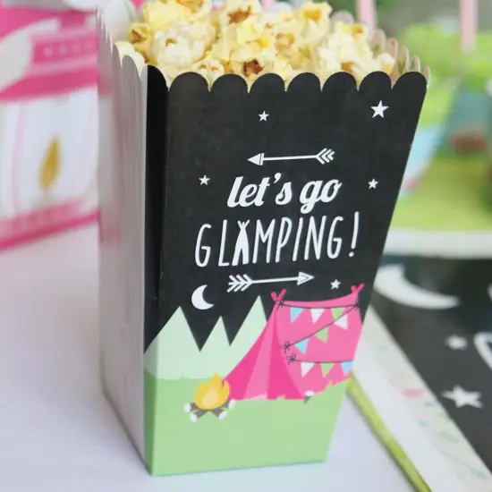 Big Dot of Happiness Let's Go Glamping - Camp Glamp Party or Birthday Party Favor Popcorn Treat Boxes - Set of 12 {7}