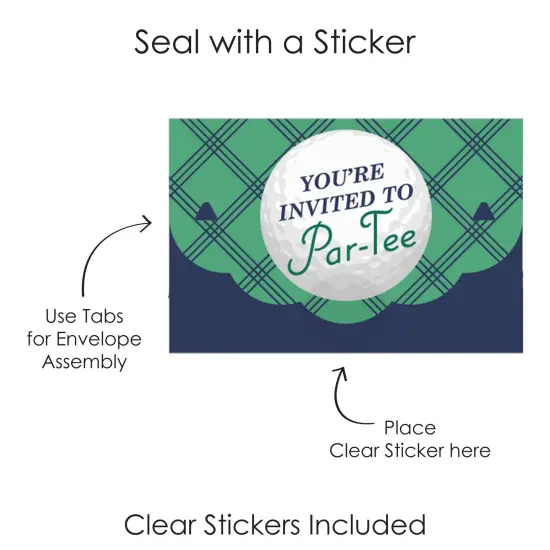 Big Dot of Happiness Par-Tee Time - Golf - Fill-In Cards - Birthday or Retirement Party Fold and Send Invitations - Set of 8 {7}