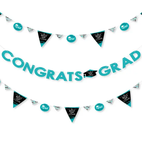 Big Dot of Happiness Teal Grad - Best is Yet to Come -Turquoise Party Letter Banner Decor - 36 Banner Cutouts and Congrats Grad Banner Letters {1}