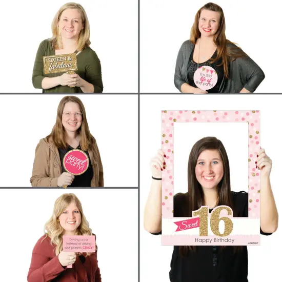 Big Dot of Happiness Sweet 16 - Birthday Party Selfie Photo Booth Picture Frame and Props - Printed on Sturdy Material {3}