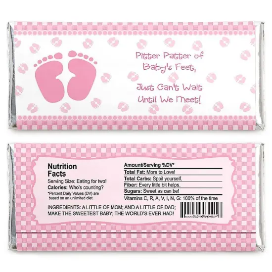 Big Dot of Happiness Baby Feet Pink - Candy Bar Wrappers Girl Baby Shower Favors - Set of 24 {3}