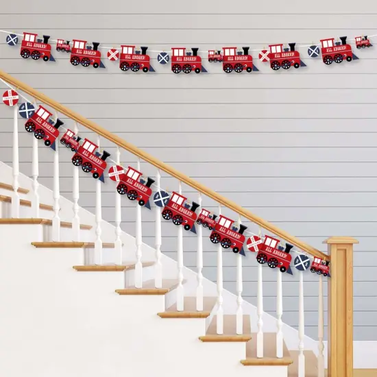 Big Dot of Happiness Railroad Party Crossing - Steam Train Birthday Party or Baby Shower DIY Decorations - Clothespin Garland Banner - 44 Pieces {3}
