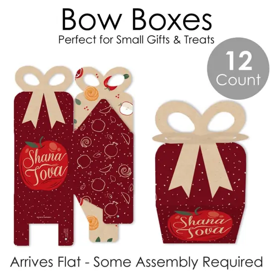 Big Dot of Happiness Rosh Hashanah - Square Favor Gift Boxes - New Year Bow Boxes - Set of 12 {7}