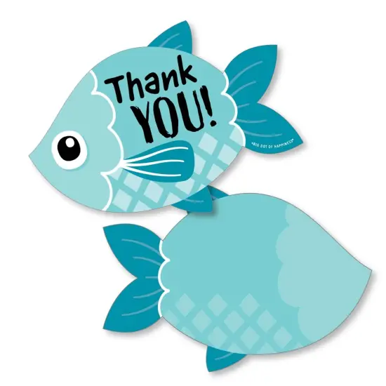 Big Dot of Happiness Let's Go Fishing - Shaped Thank You Cards - Fish Themed Birthday Party or Baby Shower Thank You Cards with Envelopes - Set of 12 {1}