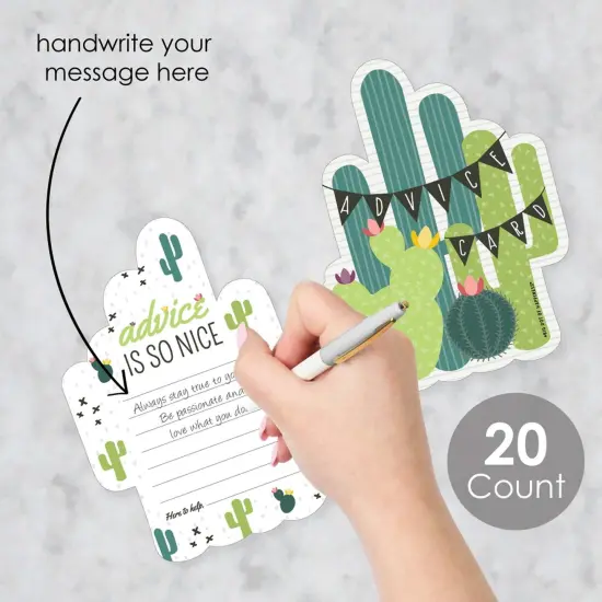 Big Dot of Happiness Prickly Cactus Party - Wish Card Fiesta Baby Shower or Bachelorette Party Activities - Shaped Advice Cards Game - Set of 20 {3}