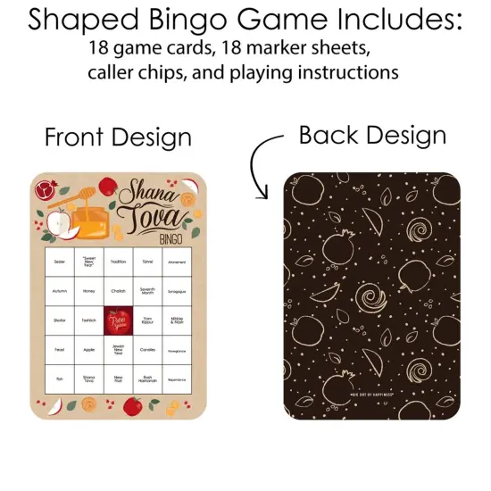 Big Dot of Happiness Rosh Hashanah - Bingo Cards and Markers - New Year Bingo Game - Set of 18 {4}