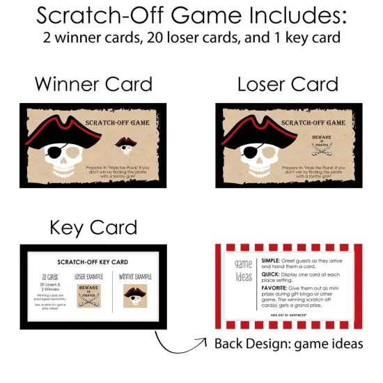 Big Dot of Happiness Beware of Pirates - Pirate Birthday Party Game Scratch Off Cards - 22 Count {6}