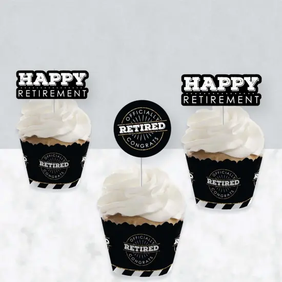 Big Dot of Happiness Happy Retirement - Cupcake Decoration - Retirement Party Cupcake Wrappers and Treat Picks Kit - Set of 24 {4}