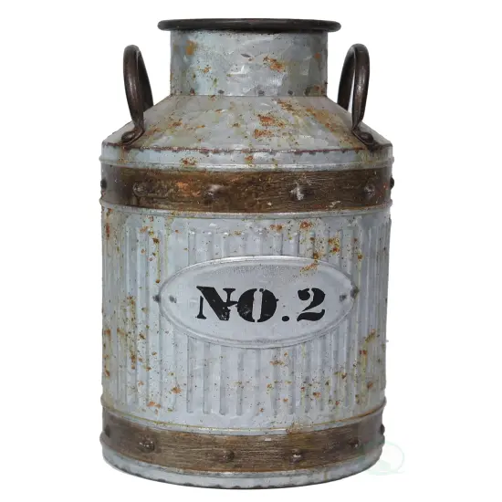 Galvanized Metal Rustic Milk Can {5}