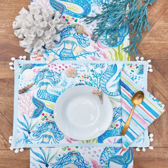Mermaid Garden Hardboard Placemats Set of 6 Blue Quilted Placemats, 13" x 16" {4}