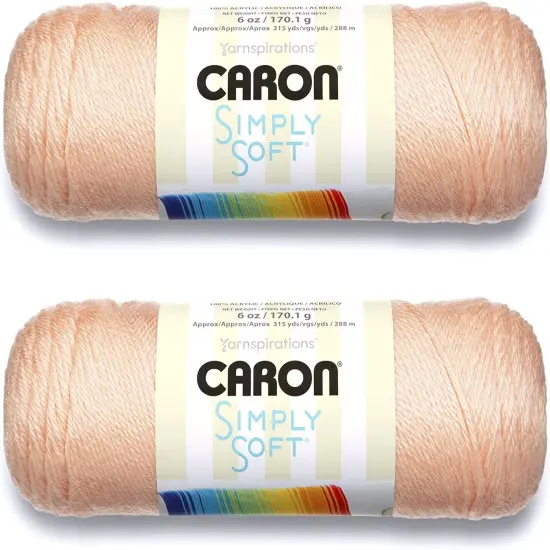 (Pack of 2) Caron Simply Soft Solids Yarn-Light Country Peach {1}