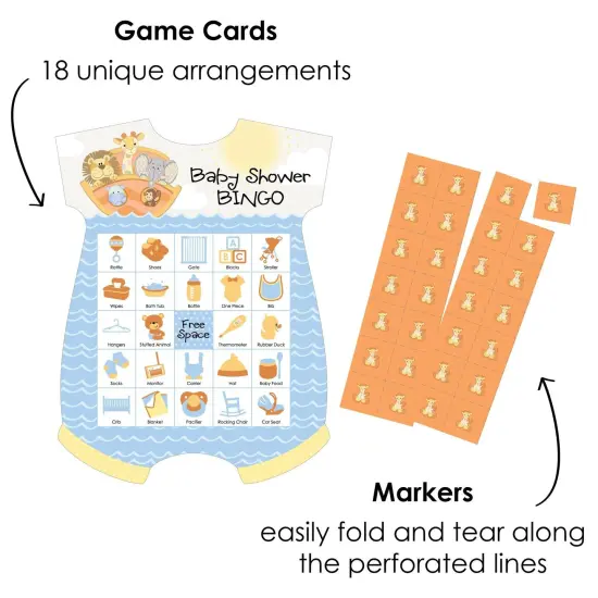 Big Dot of Happiness Noah&rsquo;s Ark - Picture Bingo Cards and Markers - Baby Shower Shaped Bingo Game - Set of 18 {3}