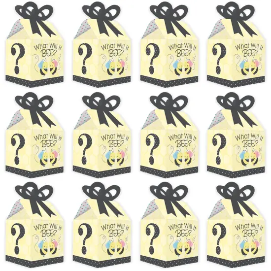 Big Dot of Happiness What Will It BEE? - Square Favor Gift Boxes - Gender Reveal Party Bow Boxes - Set of 12 {6}