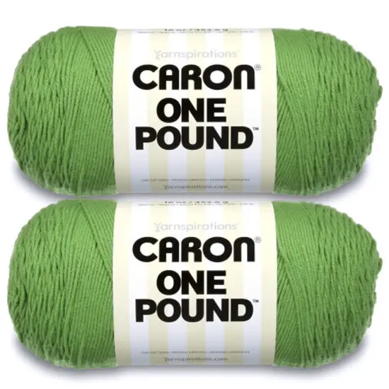Caron One Pound Grass Green Yarn - 2 Pack of 454g/16oz - Acrylic - 4 Medium (Worsted) - 812 Yards - Knitting/Crochet {1}