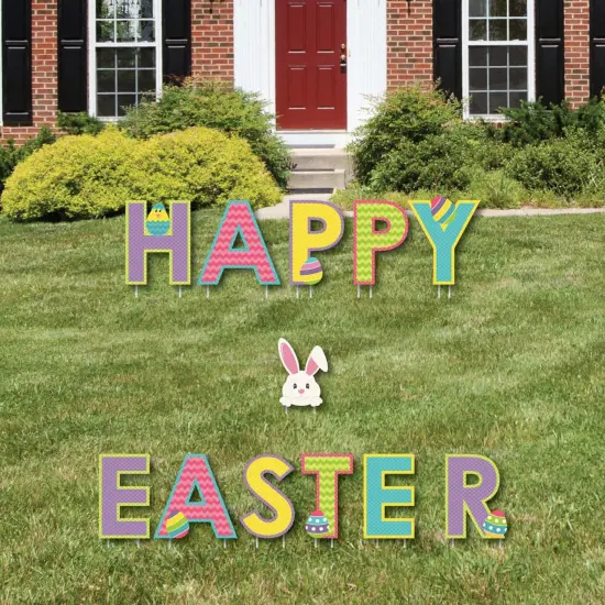 Big Dot of Happiness Hippity Hoppity - Yard Sign Outdoor Lawn Decorations Easter Bunny Party Yard Signs - Happy Easter {4}