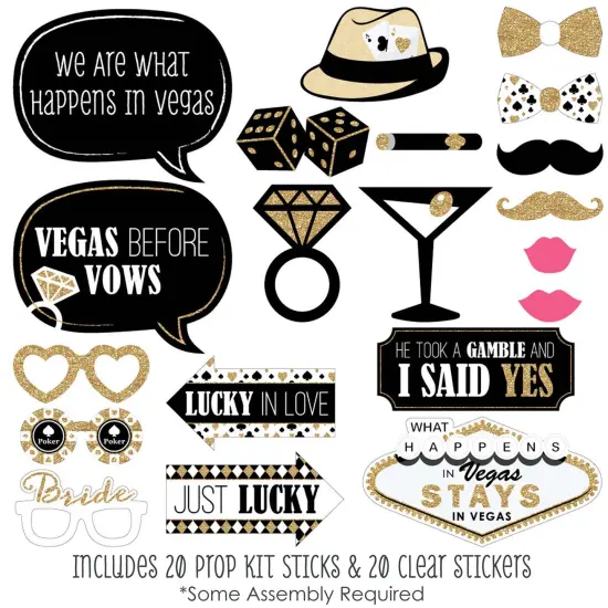 Big Dot of Happiness Vegas Before Vows - Las Vegas Bridal Shower or Bachelorette Party Photo Booth Props Kit - 20 Count {3}