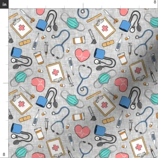 Various Fabrics by the Yard or Fat Quarter Small Scale Medical Doctor Nurse Blue Pink Grey Medicine Nursing Hospital Custom Printed Fabric by Spoonflower {4}