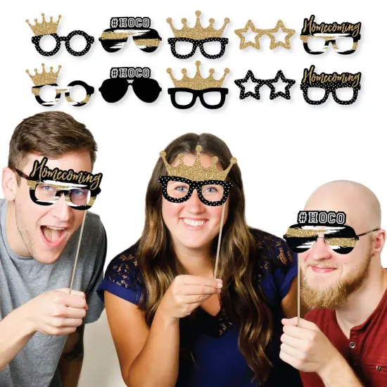 Big Dot of Happiness Hoco Dance - Glasses and Masks - Paper Card Stock Party Photo Booth Props Kit - 10 Count {3}