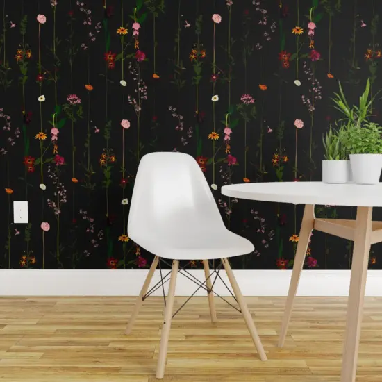 Peel & Stick Wallpaper 2FT Wide Minimal Elegant Modern Flower Vertical Stripe Moody Floral Romantic Custom Removable Wallpaper by Spoonflower {1}