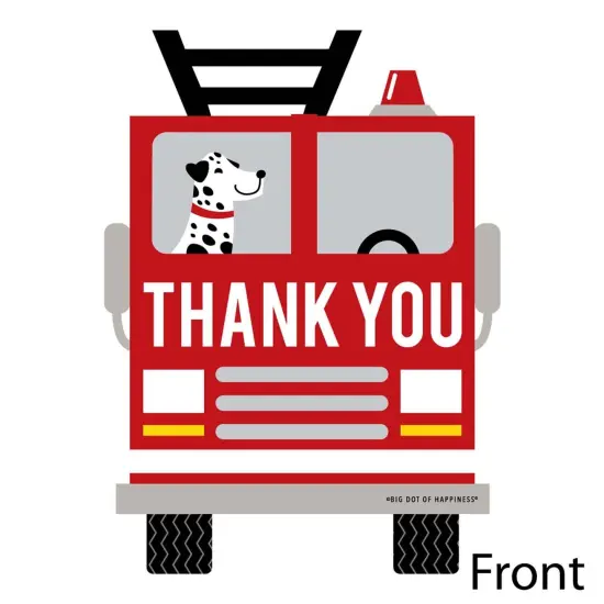 Big Dot of Happiness Fired Up Fire Truck - Shaped Thank You Cards - Firefighter Baby Shower Birthday Party Thank You Cards with Envelopes - Set of 12 {4}